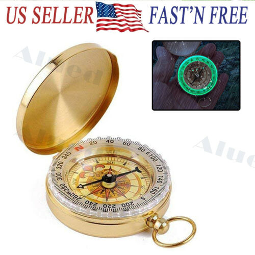 Portable Compass Brass Keychain Watch Pocket Outdoor Camping Hiking Navigation