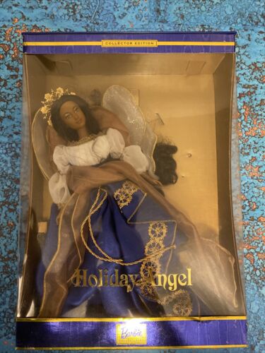 2000 Holiday Angel Collector Edition African American Barbie Doll Blue Dress